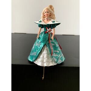 Vintage Barbie Green Dress 1996 Holiday Christmas Stocking Holder
